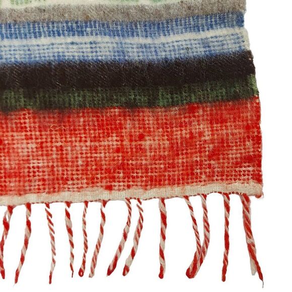 Wool Poncho One Size Red Beige Kids Knitted Fringed - Picture 8 of 8